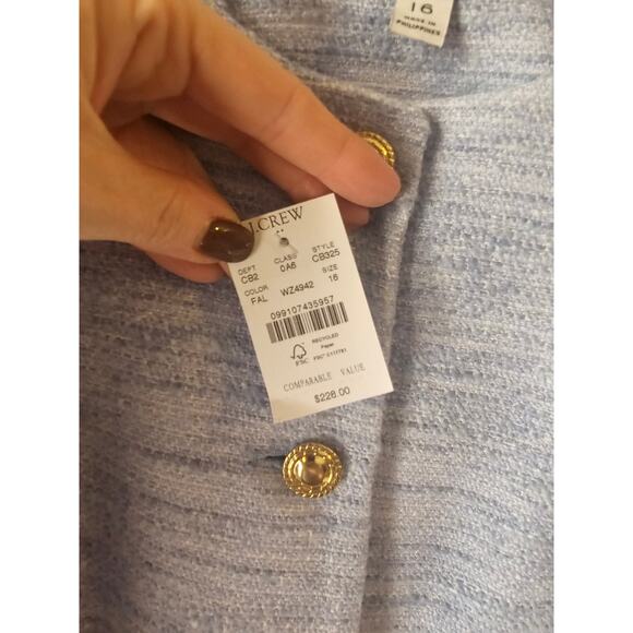J. CREW sz 16 baby blue Tweed lady jacket new with tags $225 - Picture 5 of 9